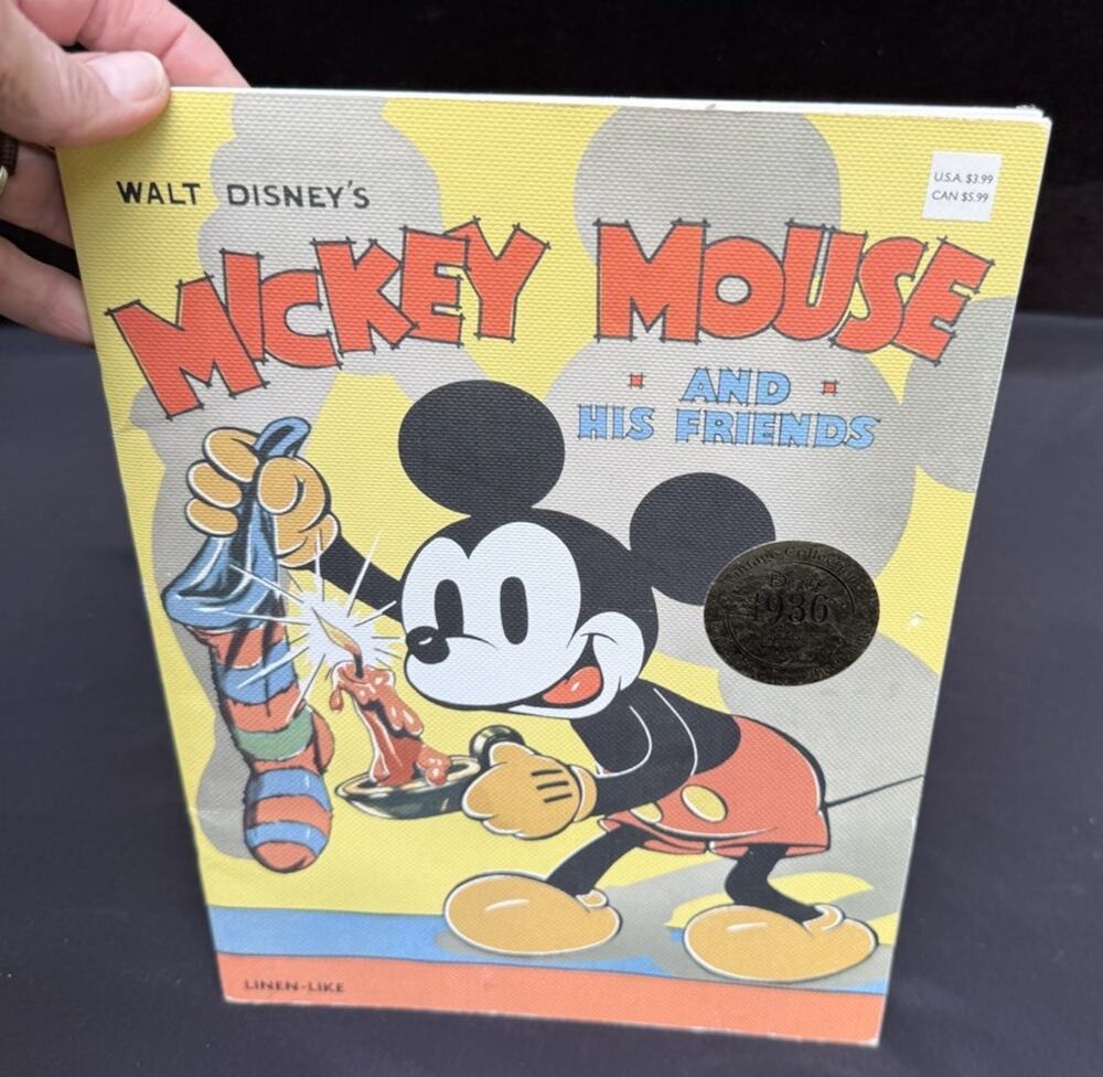 Disney Mickey Mouse & His Friends! Linen Like! Vintage Collection Gold Seal!